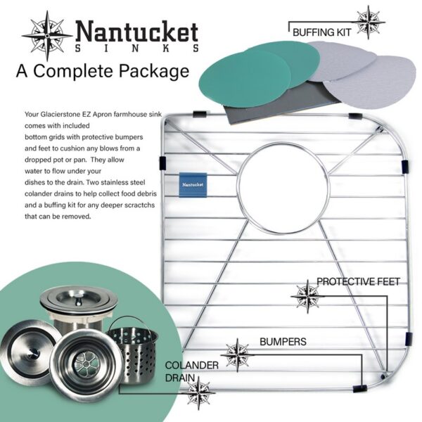 Nantucket Sinks NS-GSEZA32D Retrofit 31 Inch Glacierstone Double Bowl EZ Apron Kitchen Sink in White