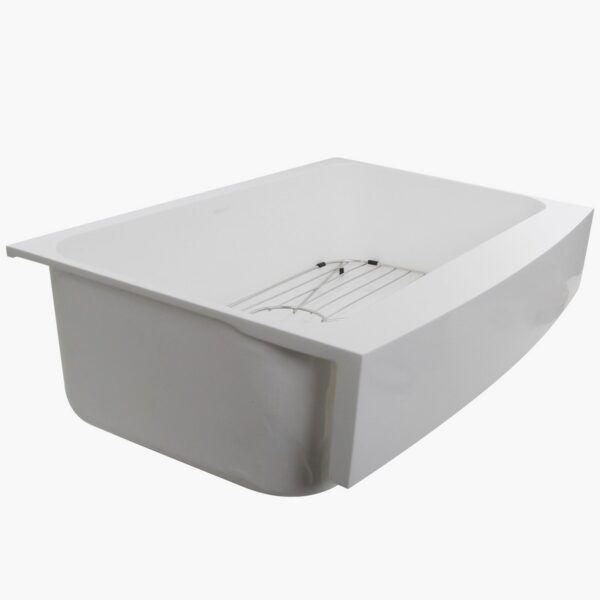 Nantucket Sinks NS-GSEZA32S Retrofit 30.75 Inch Glacierstone Single Bowl EZApron Kitchen Sink in White