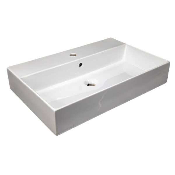 Nantucket Sinks NS-NPCS28W Newport 28 Inch Fireclay Wall Mount or Console Mount Bathroom Sink in White