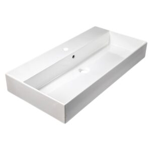 Nantucket Sinks NS-NPCS36W Newport 36 Inch Fireclay Wall Mount or Console Mount Bathroom Sink in White