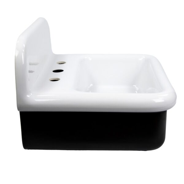 Nantucket Sinks NS-VCDM20-BLKW Victorian 19 1/2 Inch Single Bowl Fireclay Wallmount Bathroom Sink - White/Black