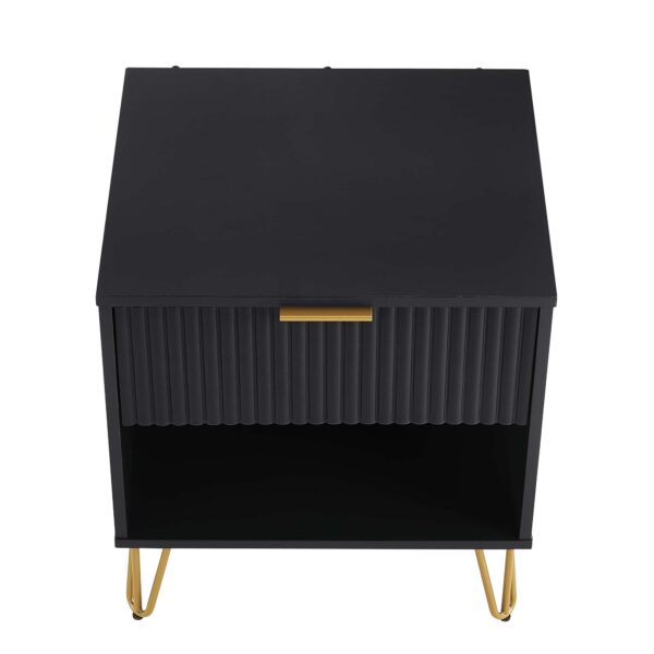 Manhattan Comfort DUMBO 1.0 Modern Nightstand with 1 Drawer and Metal Feet in Black