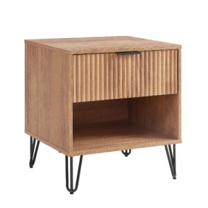 Manhattan Comfort DUMBO 1.0 Modern Nightstand with 1 Drawer and Metal Feet in Golden Brown