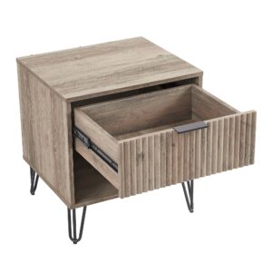 Manhattan Comfort DUMBO 1.0 Modern Nightstand with 1 Drawer and Metal Feet in Rustic Grey