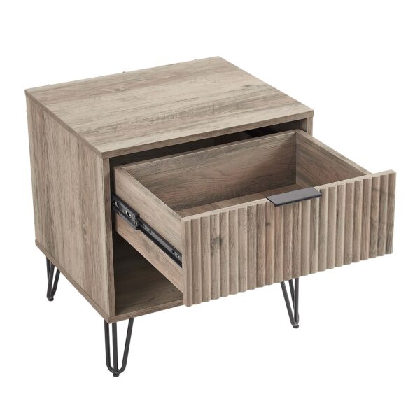 Manhattan Comfort DUMBO 1.0 Modern Nightstand with 1 Drawer and Metal Feet in Rustic Grey