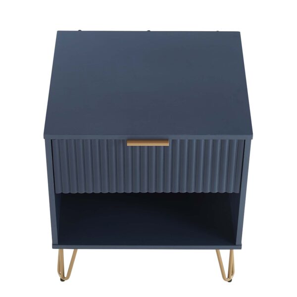 Manhattan Comfort DUMBO 1.0 Modern Nightstand with 1 Drawer and Metal Feet in Midnight Blue