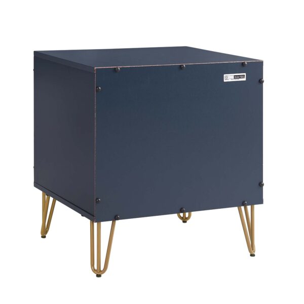 Manhattan Comfort DUMBO 2.0 Modern Nightstand with 2 Drawer and Metal Feet in Midnight Blue