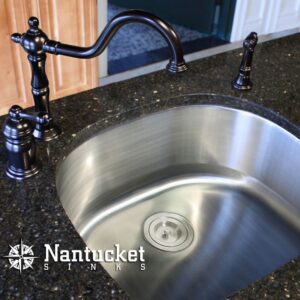 Nantucket Sinks NS03i-16 Sconset 23 Inch D-Bowl Undermount Stainless Steel Kitchen Sink - 16 Gauge