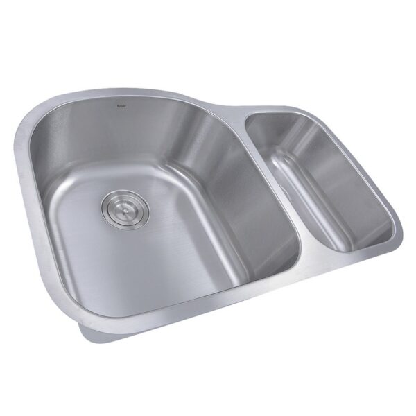 Nantucket Sinks NS3121-16 Sconset 31-1/2 Inch 70/30 Double bowl Undermount Stainless Steel Kitchen Sink, 16 Gauge