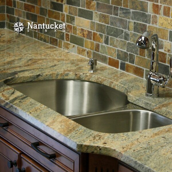 Nantucket Sinks NS3121-16 Sconset 31-1/2 Inch 70/30 Double bowl Undermount Stainless Steel Kitchen Sink, 16 Gauge