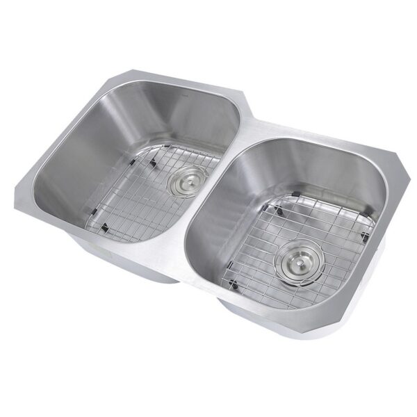 Nantucket Sinks NS3520-16 Sconset 35 Inch Double Bowl Undermount Stainless Steel Kitchen Sink