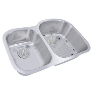 Nantucket Sinks NS7030-16 32-1/2 Inch 70/30 Reverse Double bowl Undermount Stainless Steel Kitchen Sink, 16 Gauge