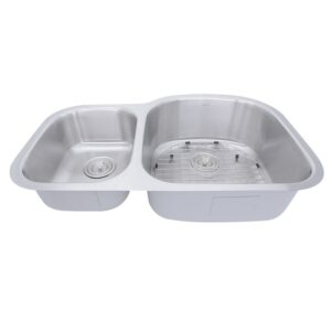 Nantucket Sinks NS7030-16 32-1/2 Inch 70/30 Reverse Double bowl Undermount Stainless Steel Kitchen Sink, 16 Gauge