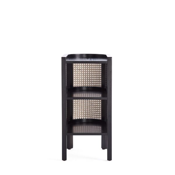 Manhattan Comfort Versailles End Table in Black and Natural Cane