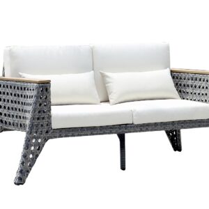 Manhattan Comfort Eiffel Outdoor Patio Conversation Set in Grey and Cream