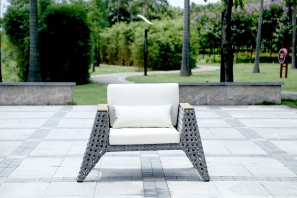 Manhattan Comfort Eiffel Outdoor Patio Conversation Set in Grey and Cream