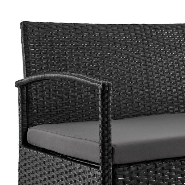 Manhattan Comfort Noli Steel Rattan 4-Piece Patio Conversation Set with Cushions in Grey