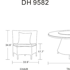 Manhattan Comfort Nightingdale Black 7-Piece Rattan Outdoor Dining Set with Cream and White Cushions