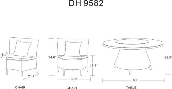 Manhattan Comfort Nightingdale Black 7-Piece Rattan Outdoor Dining Set with Cream and White Cushions