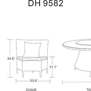 Manhattan Comfort Nightingdale Black 7-Piece Rattan Outdoor Dining Set with Green Cushions