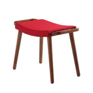 Manhattan Comfort Geta Red and Antique Walnut Ottoman