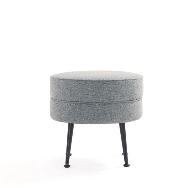 Manhattan Comfort Bailey Mid-Century Modern Woven Polyester Blend Upholstered Ottoman in Grey with Black Feet