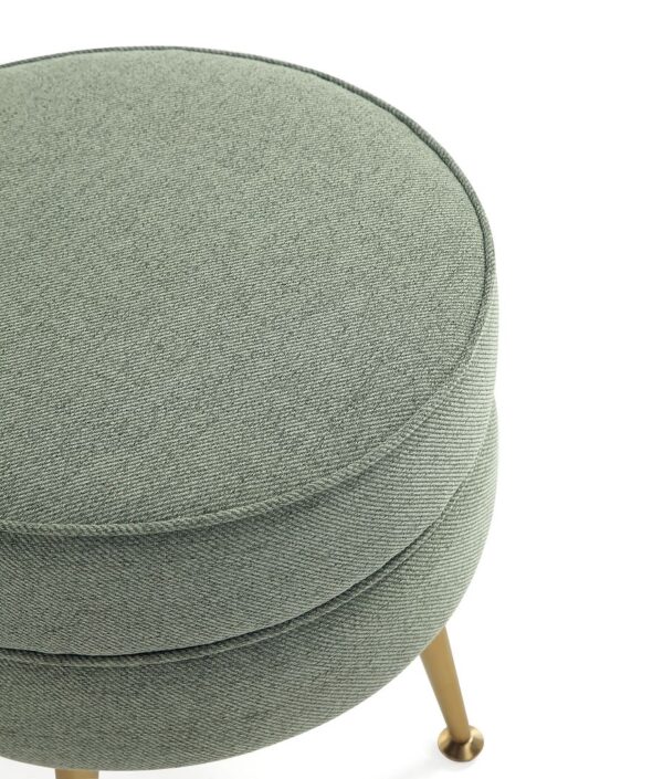 Manhattan Comfort Bailey Mid-Century Modern Woven Polyester Blend Upholstered Ottoman in Sage Green with Gold Feet