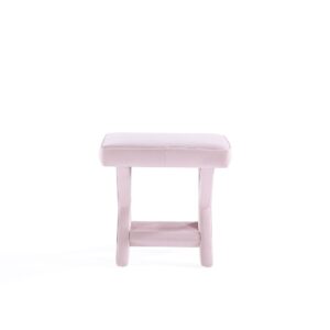 Manhattan Comfort Abigail Mid-Century Modern Velvet Upholstered Bench in Pink