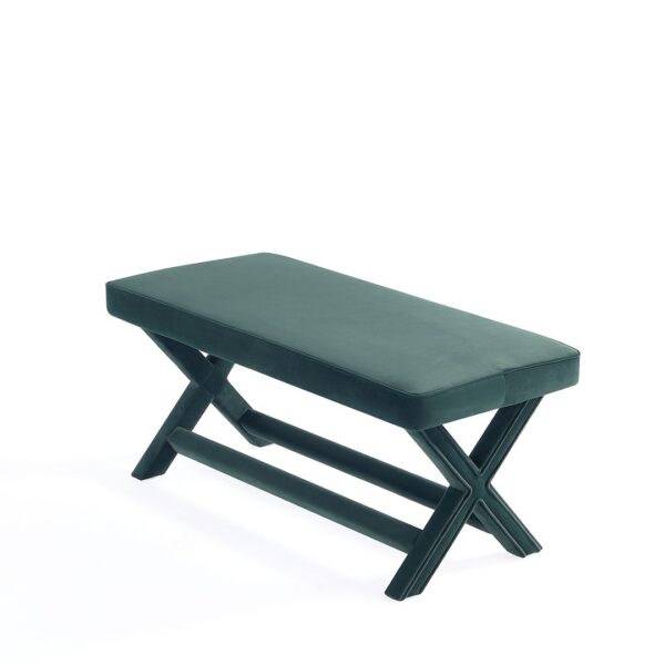 Manhattan Comfort Abigail Mid-Century Modern Velvet Upholstered Bench in Green