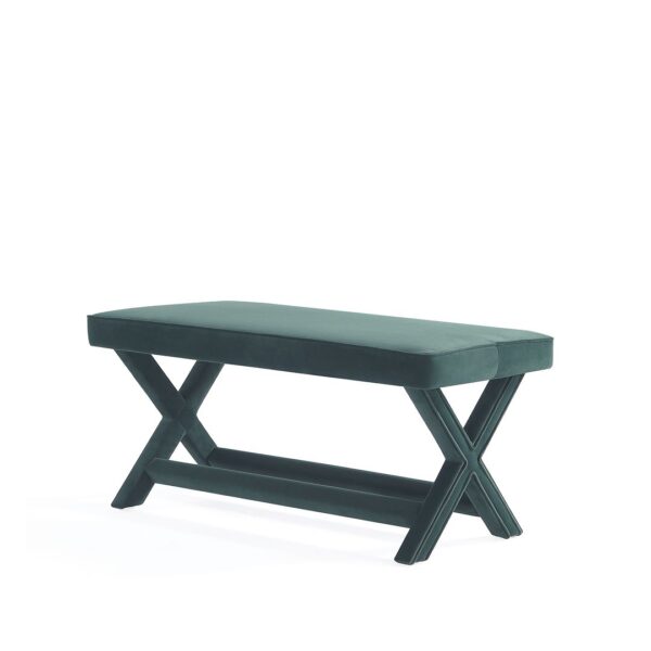 Manhattan Comfort Abigail Mid-Century Modern Velvet Upholstered Bench in Green