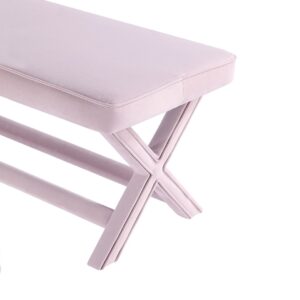 Manhattan Comfort Abigail Mid-Century Modern Velvet Upholstered Bench in Pink