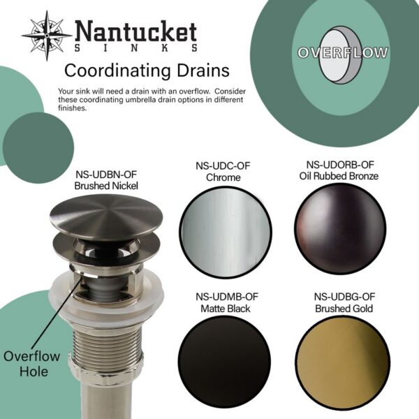 Nantucket Sinks OVS-OF 17-1/2 x 13-3/4 Inch Hand Hammered Stainless Steel Oval Undermount Bathroom Sink With Overflow