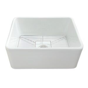 Nantucket Sinks P-FCS23 Cape 23 1/4 Inch Single Bowl Fireclay Undermount and Apron Kitchen Sink - White