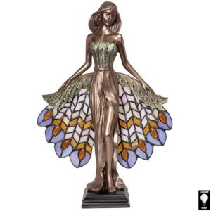 Design Toscano PD81100 10 1/2 Inch Peacock Priestess Stained Glass Lamp