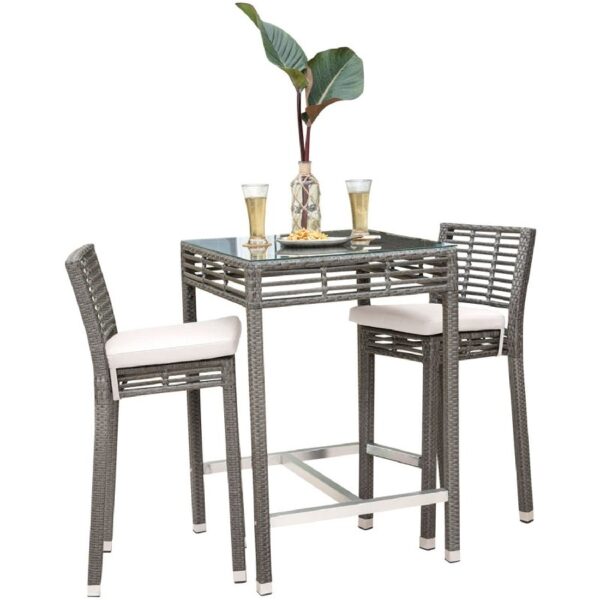 Panama Jack PJO-1601-GRY-3PB-CUSH Graphite 3-Piece Pub Set with Cushions