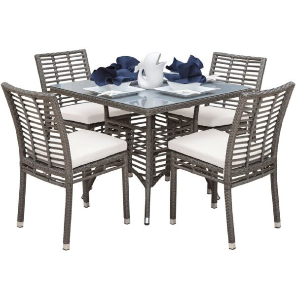 Panama Jack PJO-1601-GRY-5DS-CUSH Graphite 5-Piece Side Chair and Dining Set with Cushions