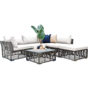 Panama Jack PJO-1601-GRY-6SEC-GL Graphite 22 Inch 6-Piece Sectional with Cushions