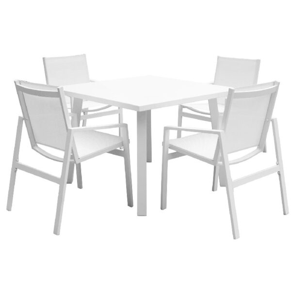 Panama Jack PJO-2401-WHT-5DA-GL Mykonos 5-Piece Square Dining Set - White