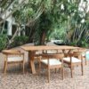 Panama Jack PJO-3601-NAT-7DA-CUSH Bali Teak 7 Piece Square Dining Table with Cushions - Brown