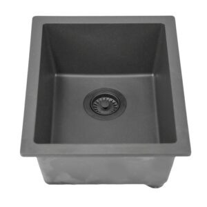 Nantucket Sinks PR1815 Rockport 15 Inch Single Bowl Granite Composite Dualmount Bar-Prep Kitchen Sink