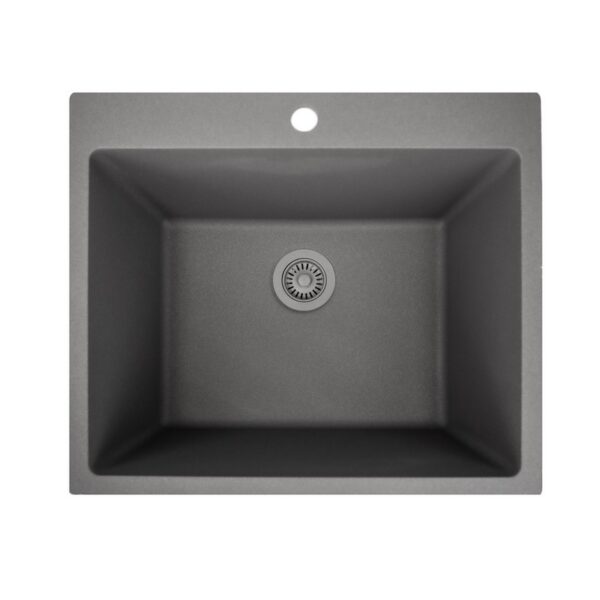 Nantucket Sinks PR2522-DM Rockport 25 Inch Single Bowl Granite Composite Dualmount Laundry Sink