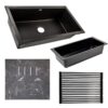 Nantucket Sinks PR3419-NBL-UM Plymouth 33 3/4 Inch Single Bowl Granite Composite Undermount Kitchen Sink in Black