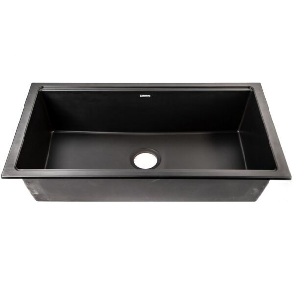 Nantucket Sinks PR3419-NBL-UM Plymouth 33 3/4 Inch Single Bowl Granite Composite Undermount Kitchen Sink in Black