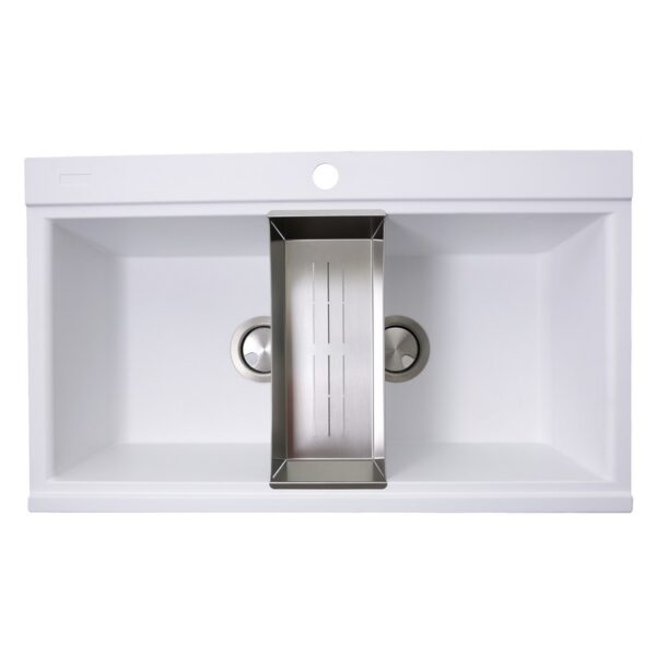 Nantucket Sinks PR3420PS Large Double Bowl Prep Station Toprmount Granite Composite