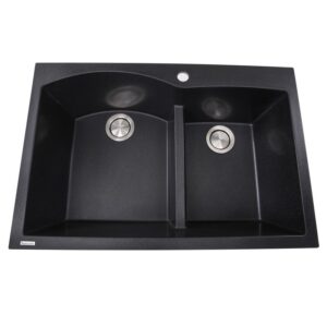 Nantucket PR6040 Plymouth 33 Inch Double Bowl Dual-Mount Granite Composite Kitchen Sink