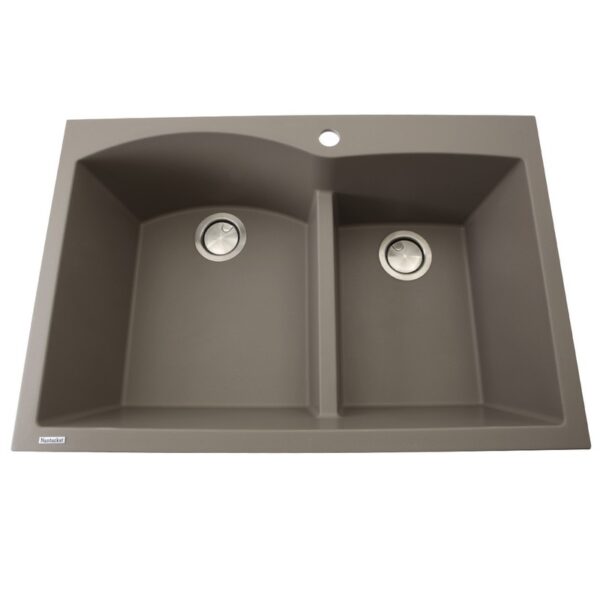 Nantucket PR6040 Plymouth 33 Inch Double Bowl Dual-Mount Granite Composite Kitchen Sink