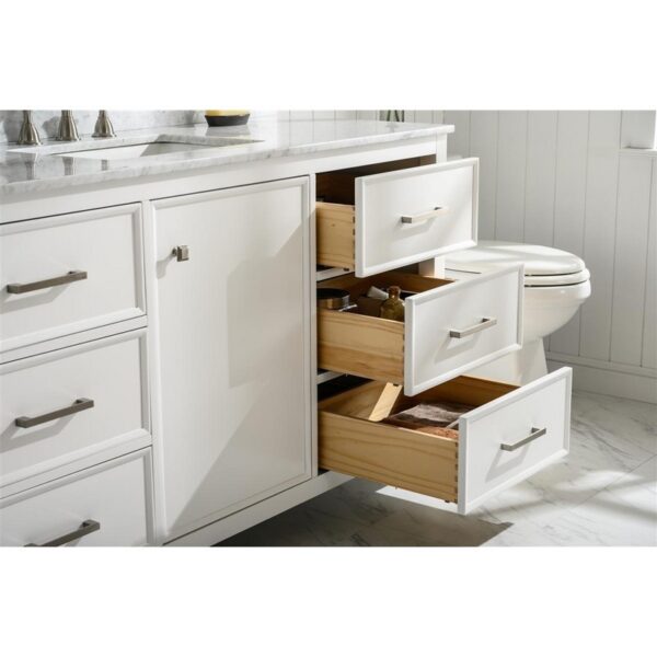 Legion Furniture WLF2160S-W 60 Inch White Finish Single Sink Vanity Cabinet with Carrara White Top