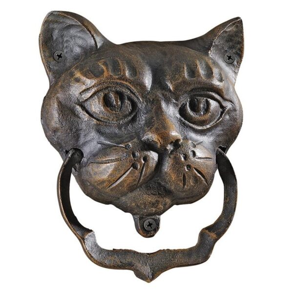 Design Toscano QH10572 5 1/2 Inch Black Cat Iron Door Knocker