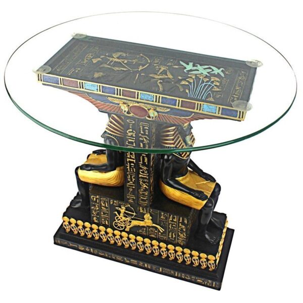 Design Toscano QL1005 19 1/2 Inch Tut the Pharaoh Glass Top Table