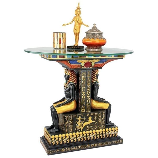 Design Toscano QL1005 19 1/2 Inch Tut the Pharaoh Glass Top Table